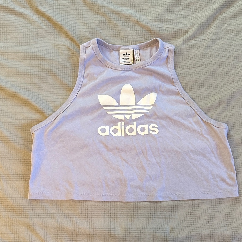 Adidas Originals Pastel Purple Tree Foil Crop Tank Top
